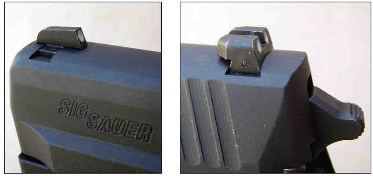 The sample pistol featured SIGLITE Night Sights dovetailed into the slide.